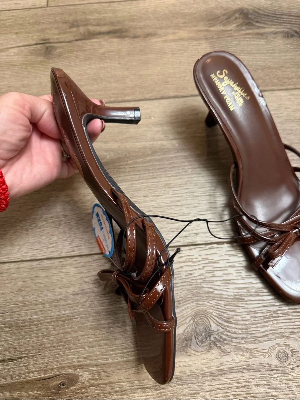 Angels Brown Bow-Strap Slide Sandals